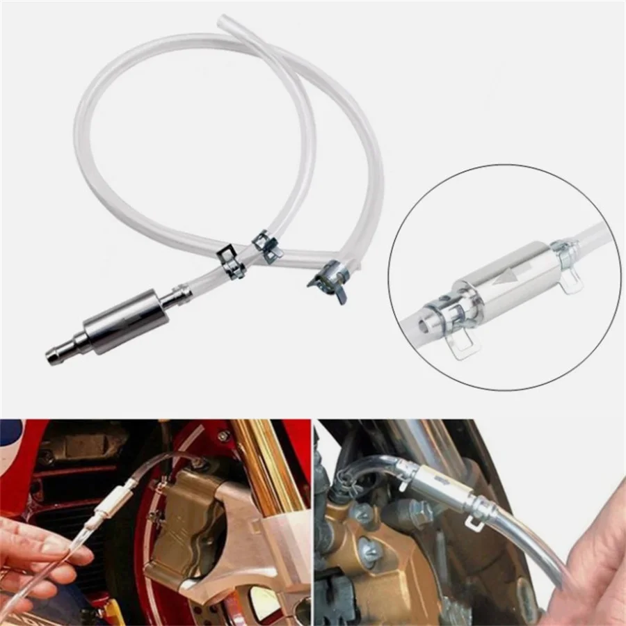 Universal Motorcycle Brake Fluid Bleeder Hose One Way Check Valve Bleeding Tube Kit Motorbike Hydraulic Brake Clutch System Tool