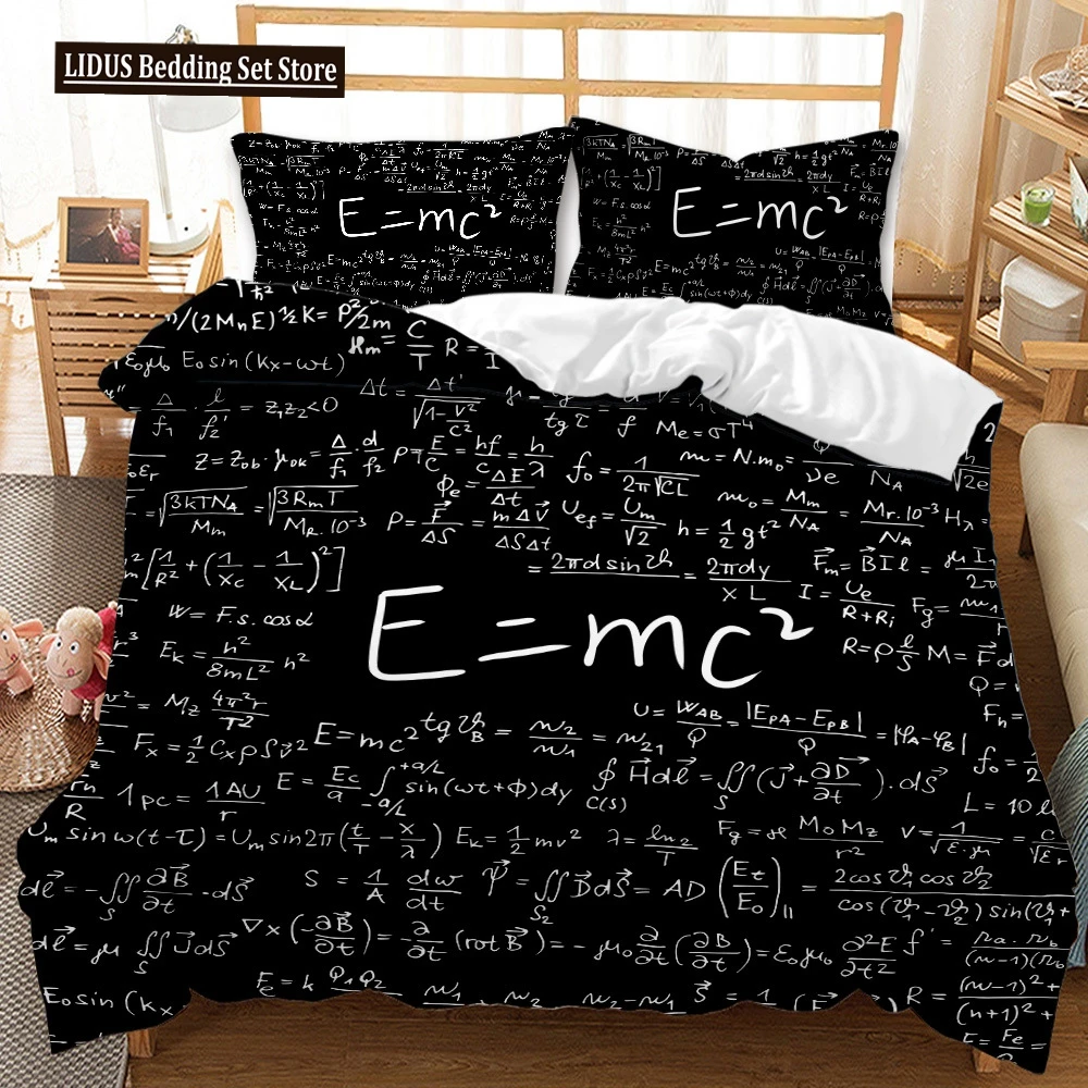 Mathematical Formula Prints Duvet Cover Set Creative Math Polyester Quilt Cover Twin King Full Size Comforter Cover For Kid Teen