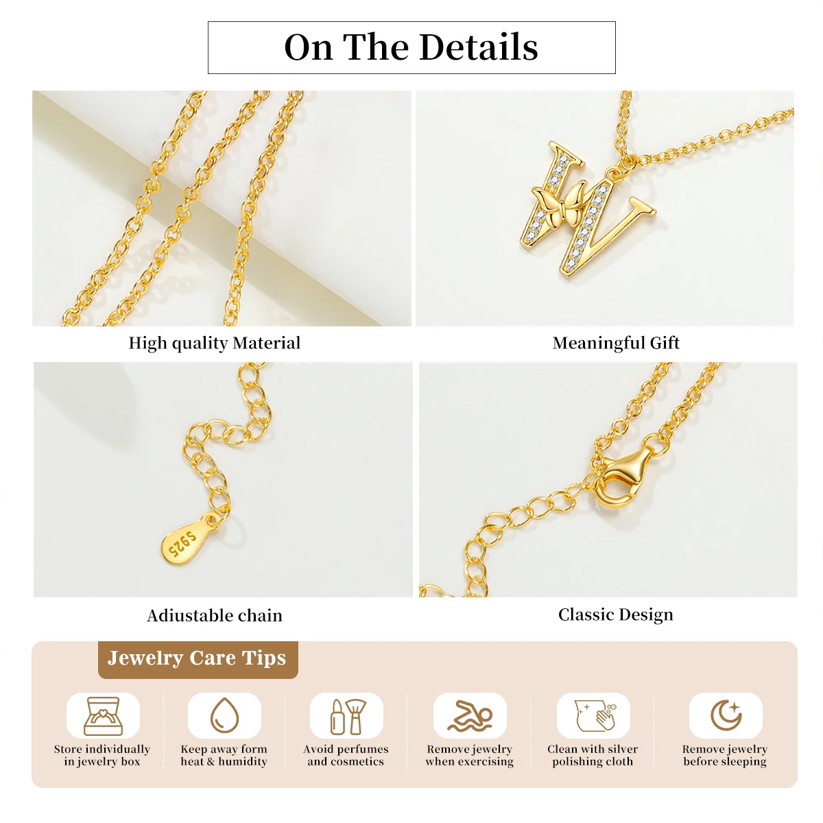 Naszyjnik ze srebra próby S925 – Initial Letter Necklace 18K Gold recenzja i cena