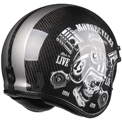 Latest DOT Approved Carbon Fiber Motorcycle Helmet Open Face Helmets Racing Personality Safety Casco Moto Men Women Four Season