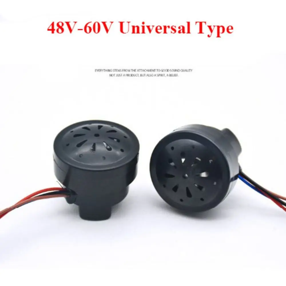 48V 60V Electric Car Horn Plastic Black Tricycle Horn 2in1 with LED 4Wires Steering Buzzer Electric Bike Accessories