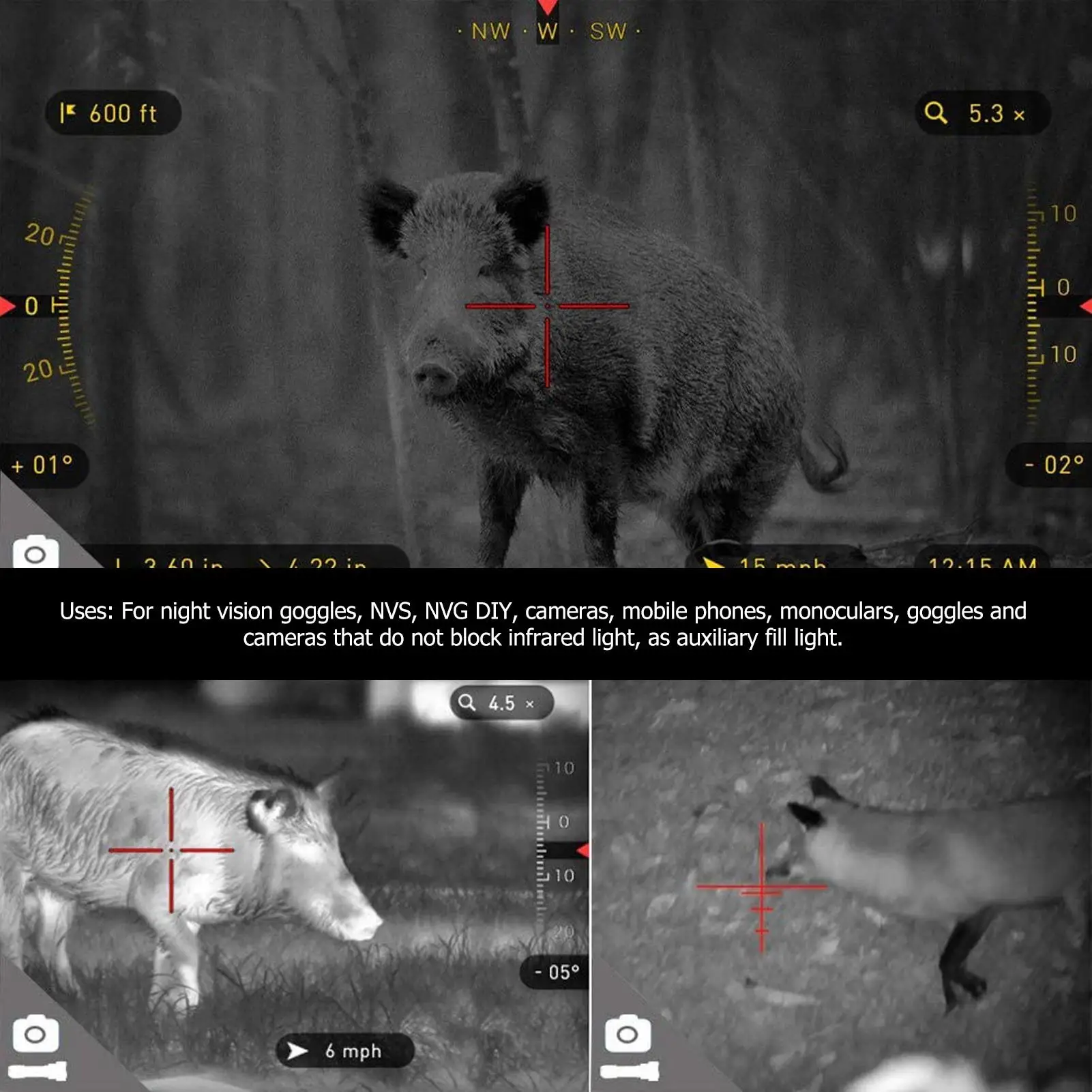 IR Flashlight Night Vision Torch for outdoor Portable