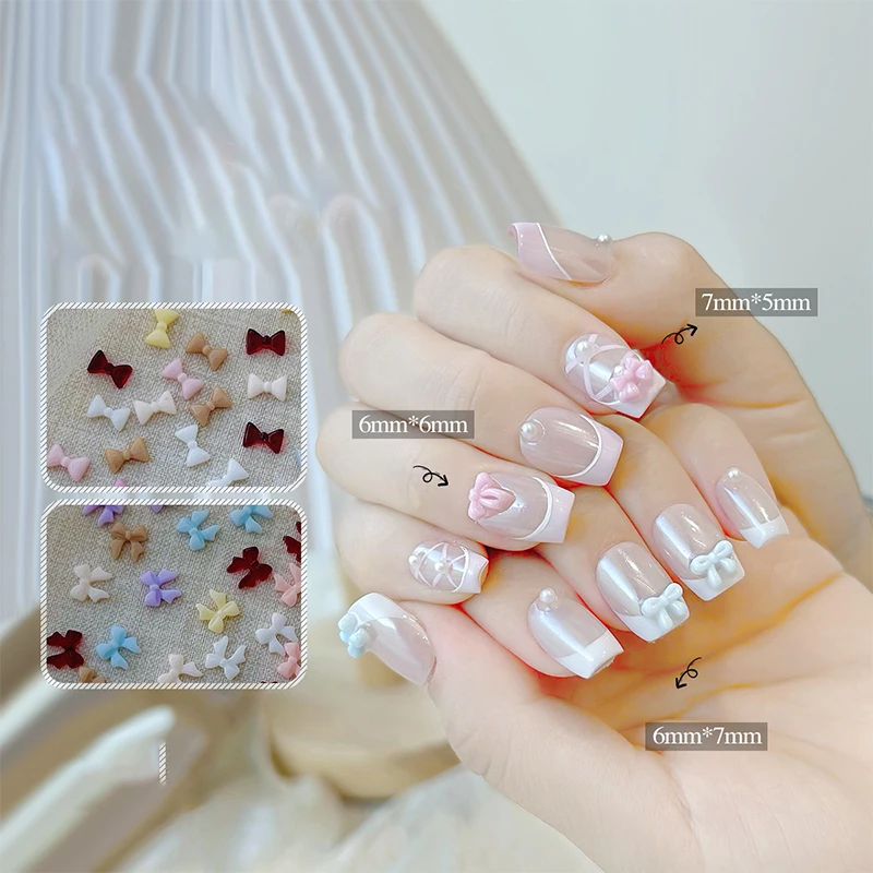 50 stks Mini Kawaii Boog Nail Charm 3D Hars Strik Plaksteen DIY Nail Gems Nail Art Steentjes Sieraden Decor Accessoires