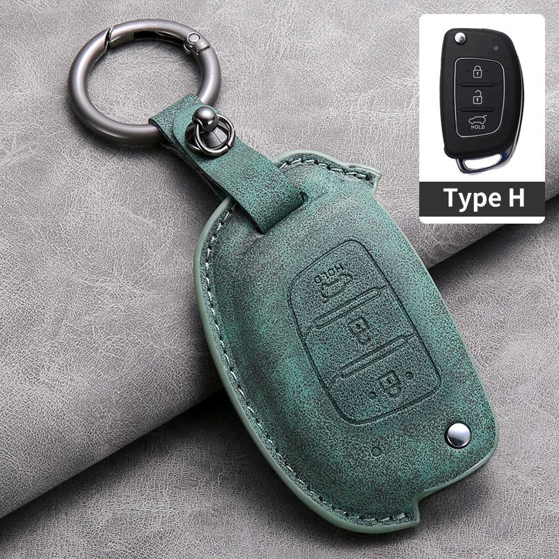 Leather Car Flip Key Case Cover for Hyundai Grand I10 2023 I20 I30 IX35 IX45 HB20 Elantra Solaris Sonata Santa Fe Sport Tucson