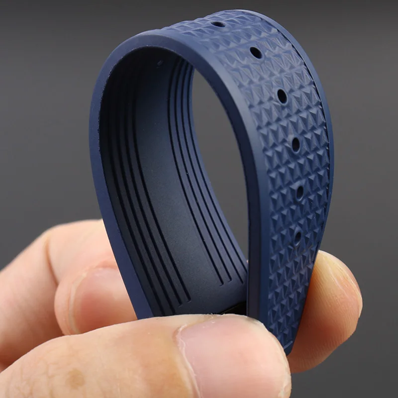 24*7mm Convex Mouth Belt For Vacheron Constantin 4500V 5500V 7900 Men Watch Strap High quality Fluoro Rubber Watch band Bracelet