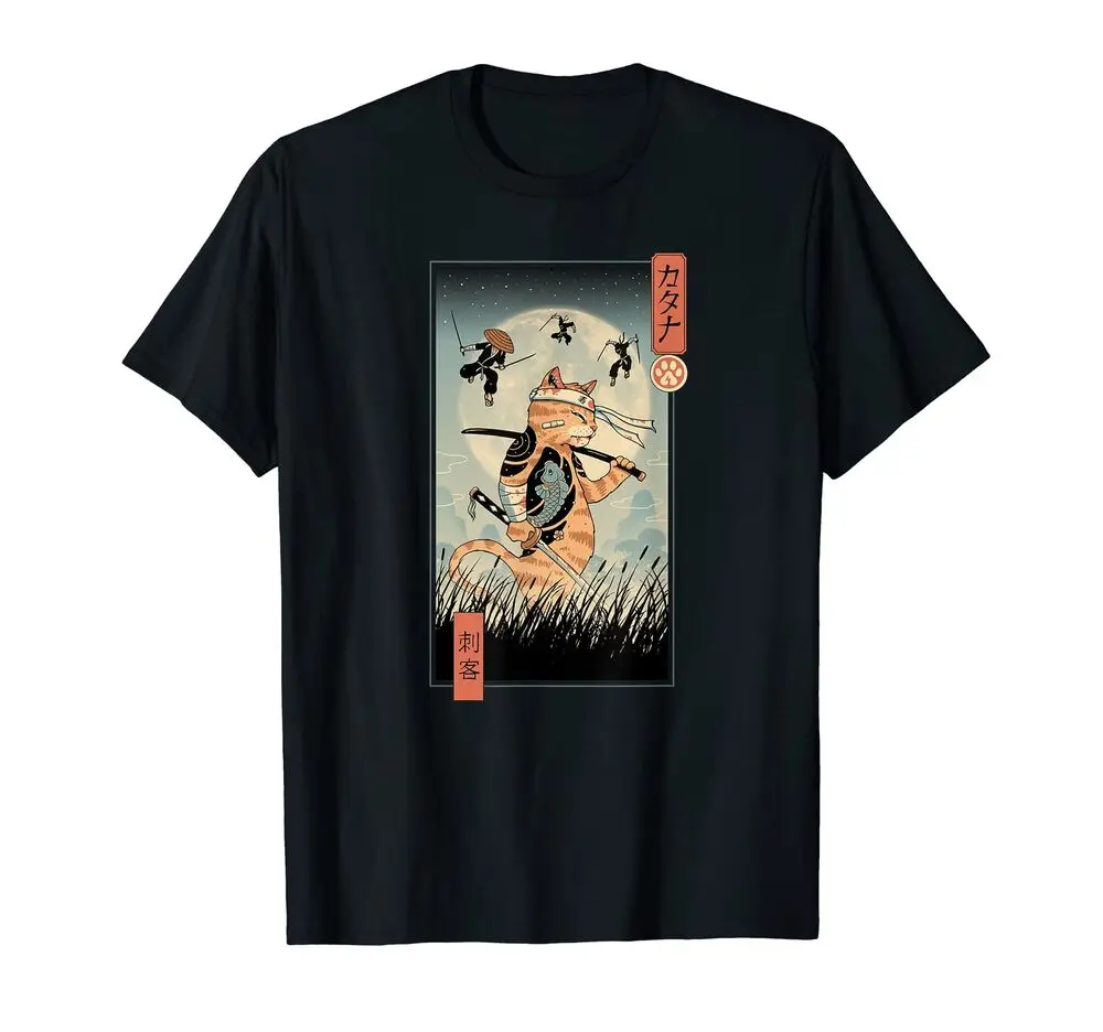 The Last Battle of The Cat  Ukiyo-e T-shirt for Man Woman Short Summer Tees Cotton Luxury Brand Vintage Oversized