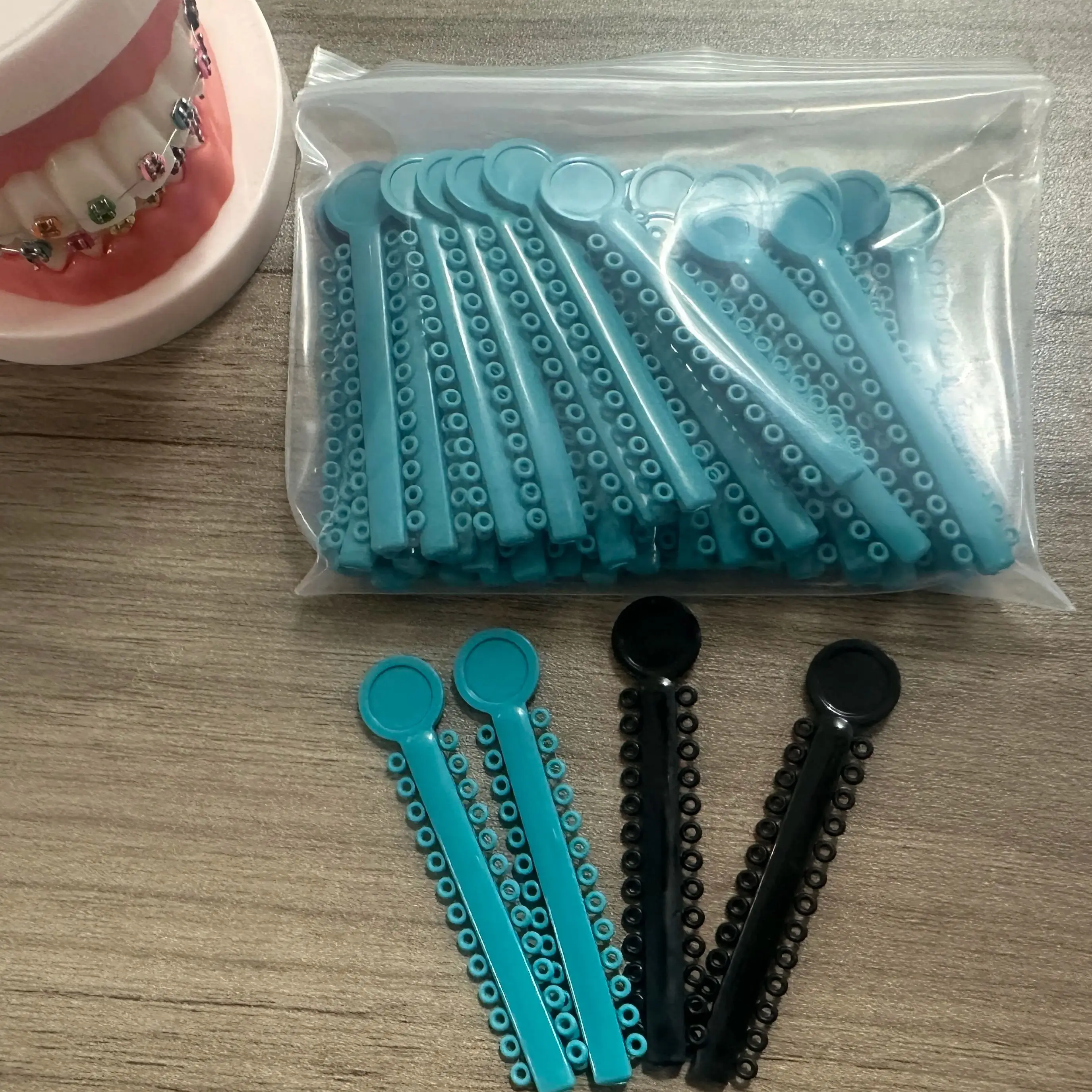 

40 палочек, эластичные лигатуры для стоматологической ортодонтии, брекеты типа O, эластомерные зубные лигатуры, галстуки