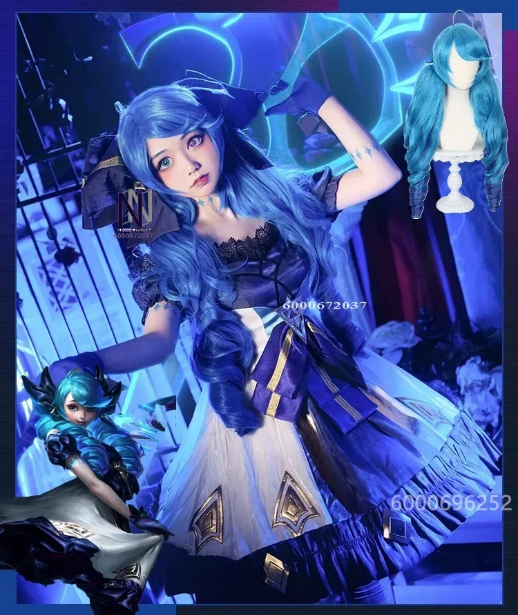 

Game LOL Gwen Cosplay Costume Dark Gothic Style Ruined Doll Outfit League Legends Cos Women Halloween Party Dress High Quality