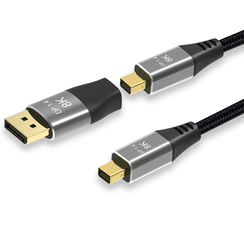 Thunderbolt 2 Mini DisplayPort Cable Mini DP To Mini DP 8K@60Hz 4K@120Hz with Mini DisplayPort To DP Female To Male Adapter