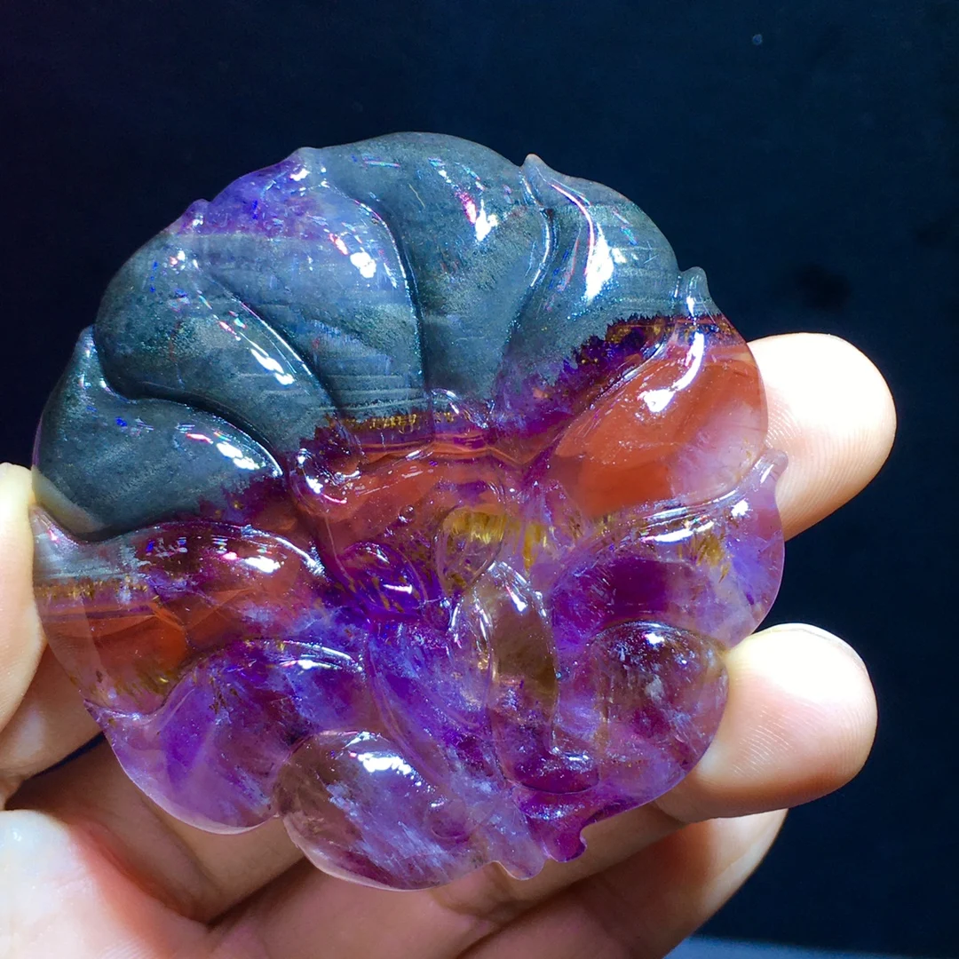 

Natural Cacoxenite Red Auralite 23 Fox Pendant Jewelry 58.2/58.2/7mm Round Yellow Rutilated Canada Women Men AAAAA