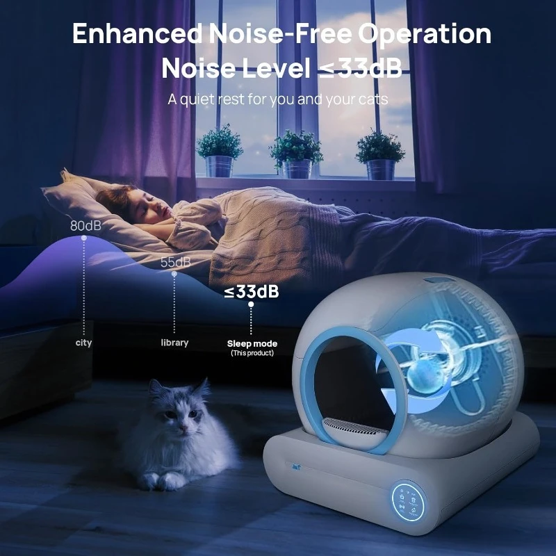 Self Cleaning Litter Box, 2024 Upgraded Automatic Cat Box with Mat & Multiple Cleaning Tools