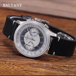 Baltany 2023 New Men's Top Quartz Watches Tuxedo Chronograpl Retro Watch VK64 50M Waterproof Stainless Steel Leather Strap clock