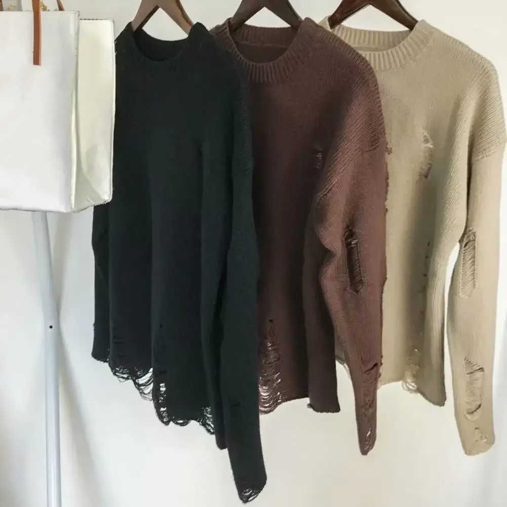 Pull Déchiré en Tricot pour Homme et Femme, Streetwear, Hip Hop, à la Mode, Respiré, Assressentiavec Tout, Vêtements d'Hiver