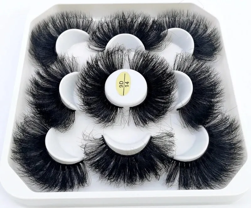 5 Pairs 25mm 3D Mink Eyelashes Bulk Russian Roll Fluffy Natural False Eyelash Dramatic Mink Lashes Makeup Tools Wholesale Lashse