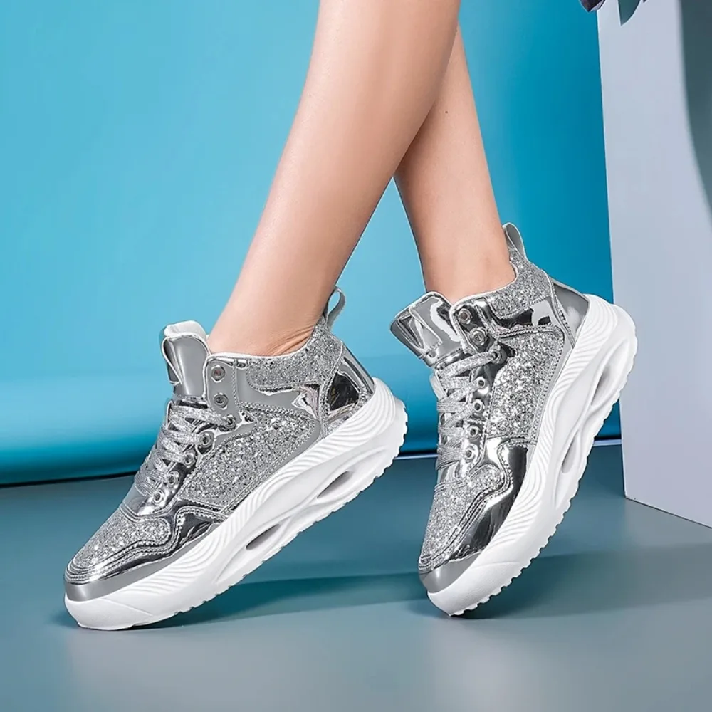 

New Luxury Gold Casual Sneakers Men High top Designer Shoes Women Sequin Hip Hop Sneakers Men Fashion Platform Shoes Men Trainer