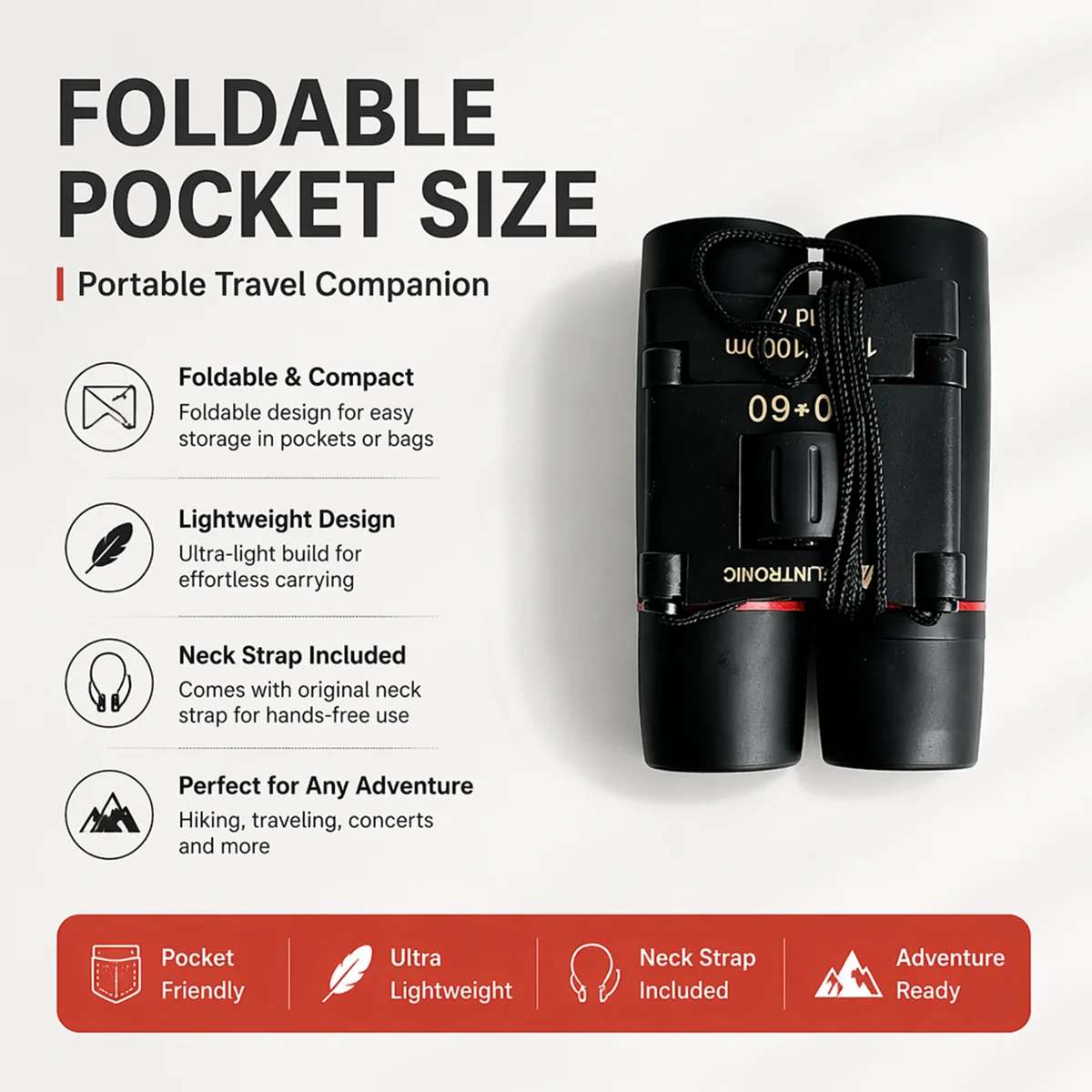 30x60 Pro HD Compact Binoculars Ultra Clear Long Range Mini Scope for Outdoor Hiking Birdwatching Travel & Concerts Gift