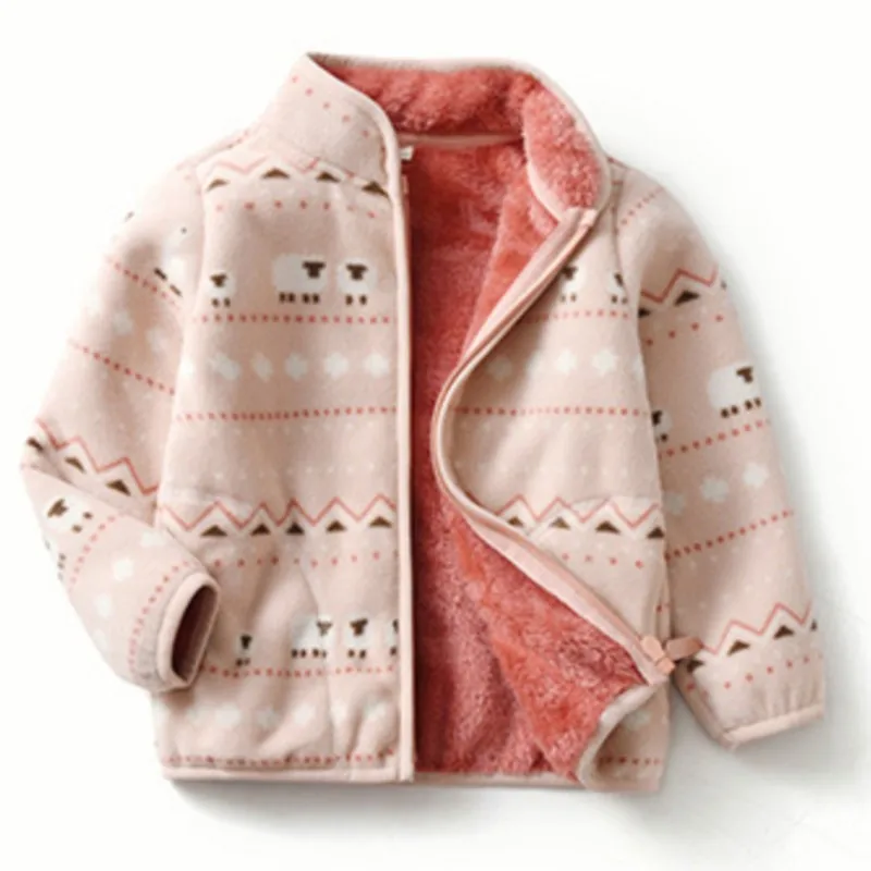 

Girls' Zipper Jackets plush thick fleece jacket Spring/Autumn New Children's Leisure Home Warmth Shake Fleece Coat