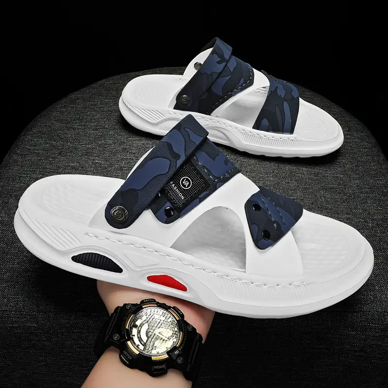 

Мужские сандалии Большие резиновые, на мягкой подошве, противоскользящие, сверхлегкие летние модные тапочки и сандалии, пляжная обувь «два в одном»