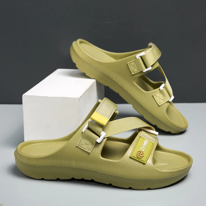 

Новинка 2023 года, летние сандалии, тапочки, нескользящая непромокаемая обувь для прогулок, пляжные шлепанцы, тапочки на мягкой подошве, мужские сандалии
