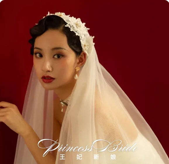 Princess bride replica homemade soft yarn photo vintage retro Korean simple Hong Kong wind fairy veil