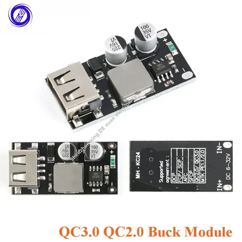 QC3.0 QC2.0 USB DC-DC Buck Converter Charging Step Down Module 6-32V 9V 12V 24V to Fast Quick Charger Circuit Board 3V 5V 12V