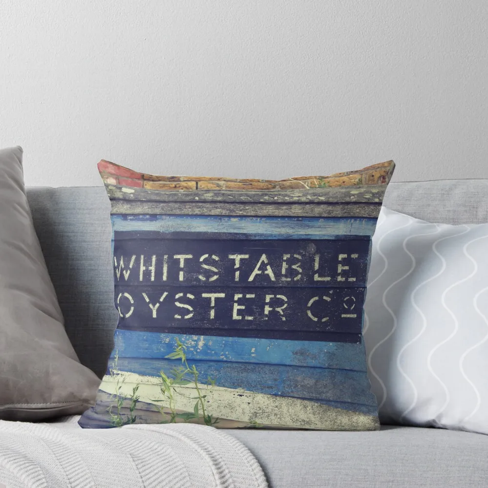 Whitstable Oyster Company boat vintage style photography print Throw Pillow Luxury Pillow Cover New year pillow