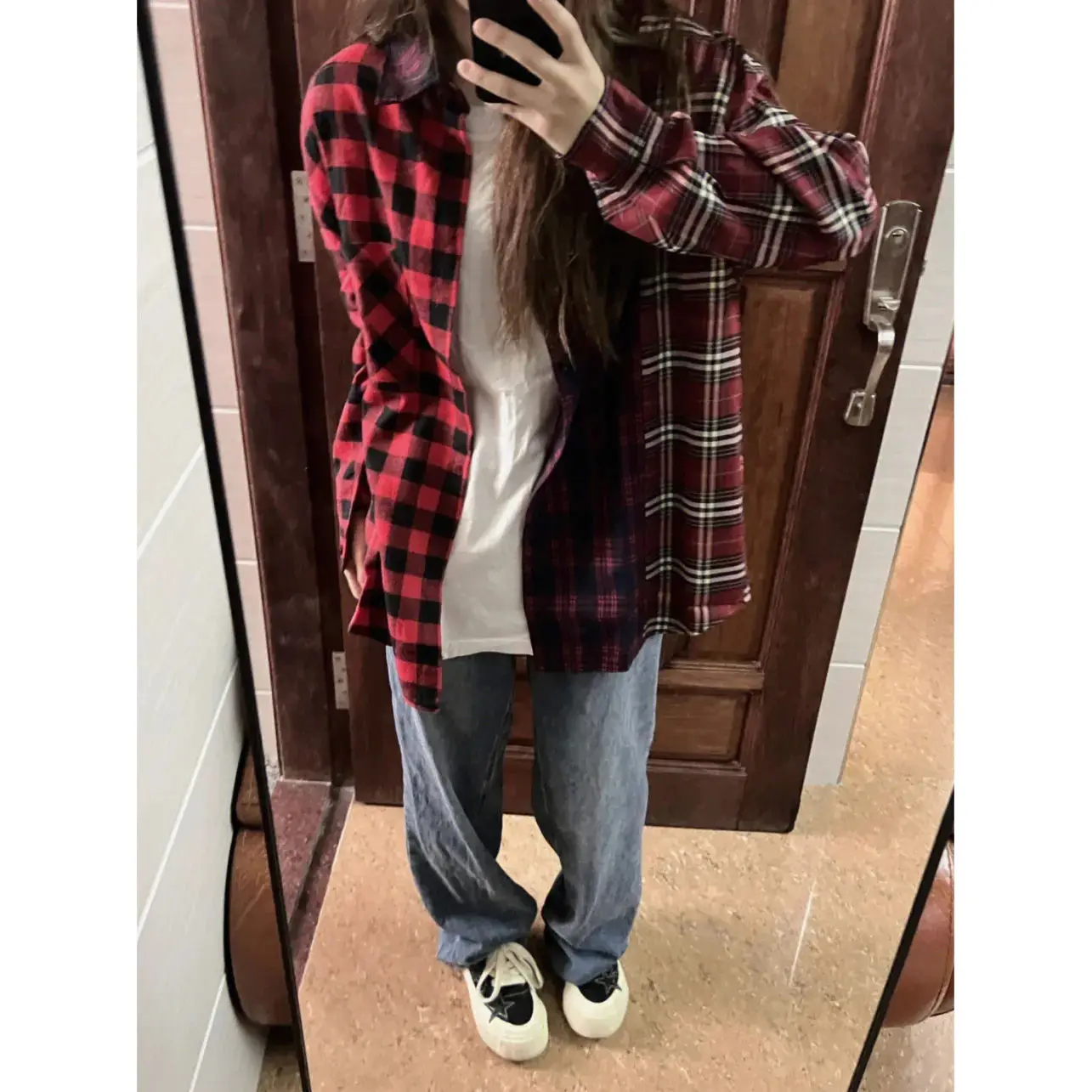 

Autumn Korean Chiffon Women Blouse 2024 New Long Sleeve Single Breasted Workwear Office Shirts Plaid Top Female Blouse F230