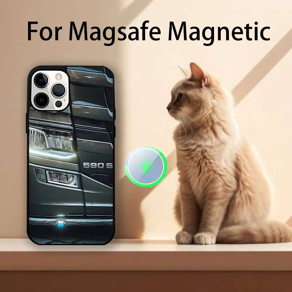 Custodia di ricarica wireless magnetica per auto SA-AB per camion per iPhone 11,12,13,14,15,16,17,Pro,Max,Plus Cover antiurto