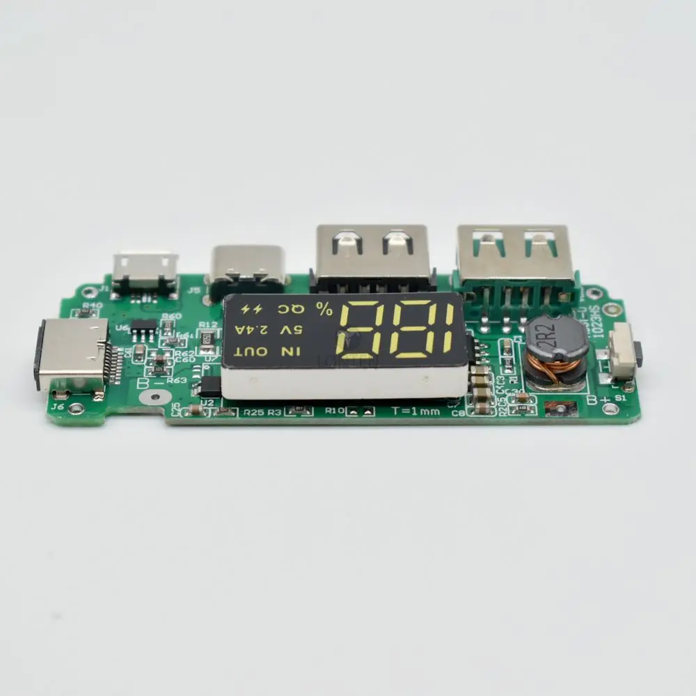 USB 2.4A Mobile Power Bank Charging Module Lithium Battery LED Dual USB 5V 2.4A Micro/Type-C USB Charger Board LT00033