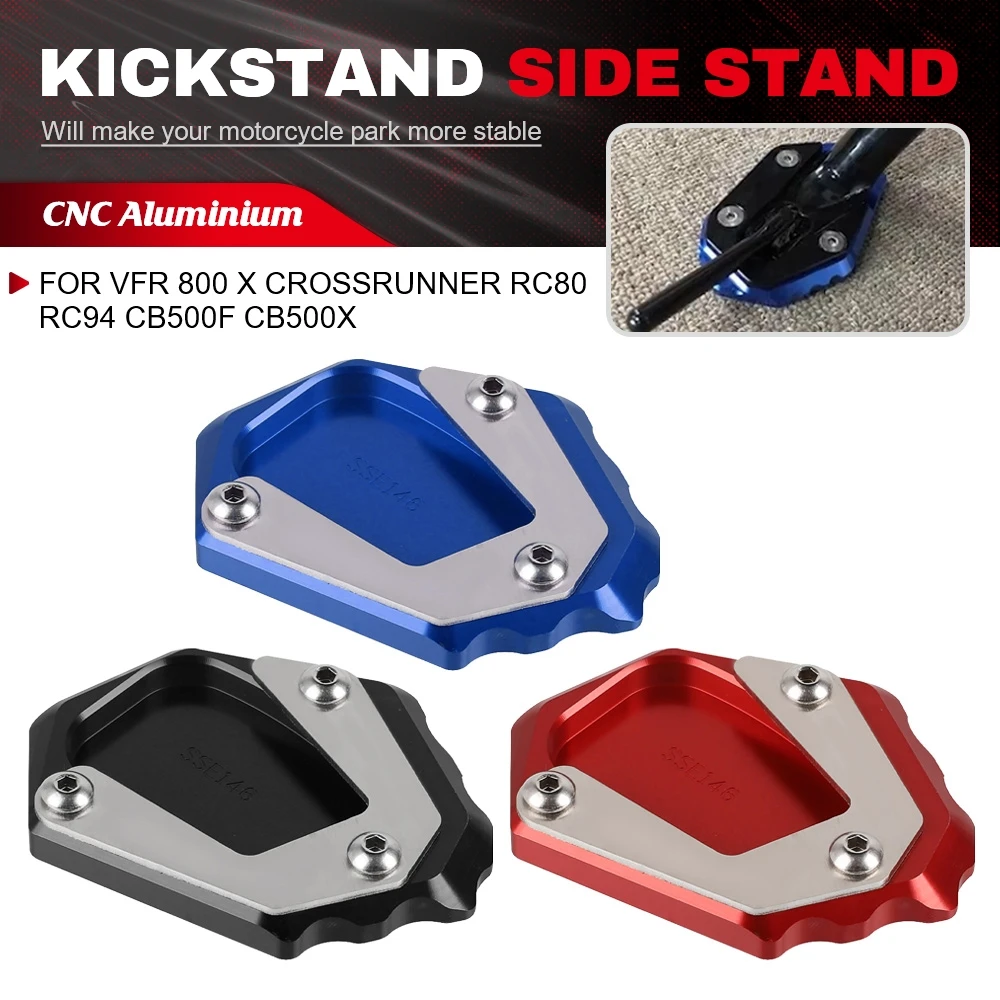 Motorcycle CNC Kickstand Foot Side Stand Enlarger Plate Kickstand For Honda VFR 800 X Crossrunner RC80 RC94 CB500F CB500F CB500X