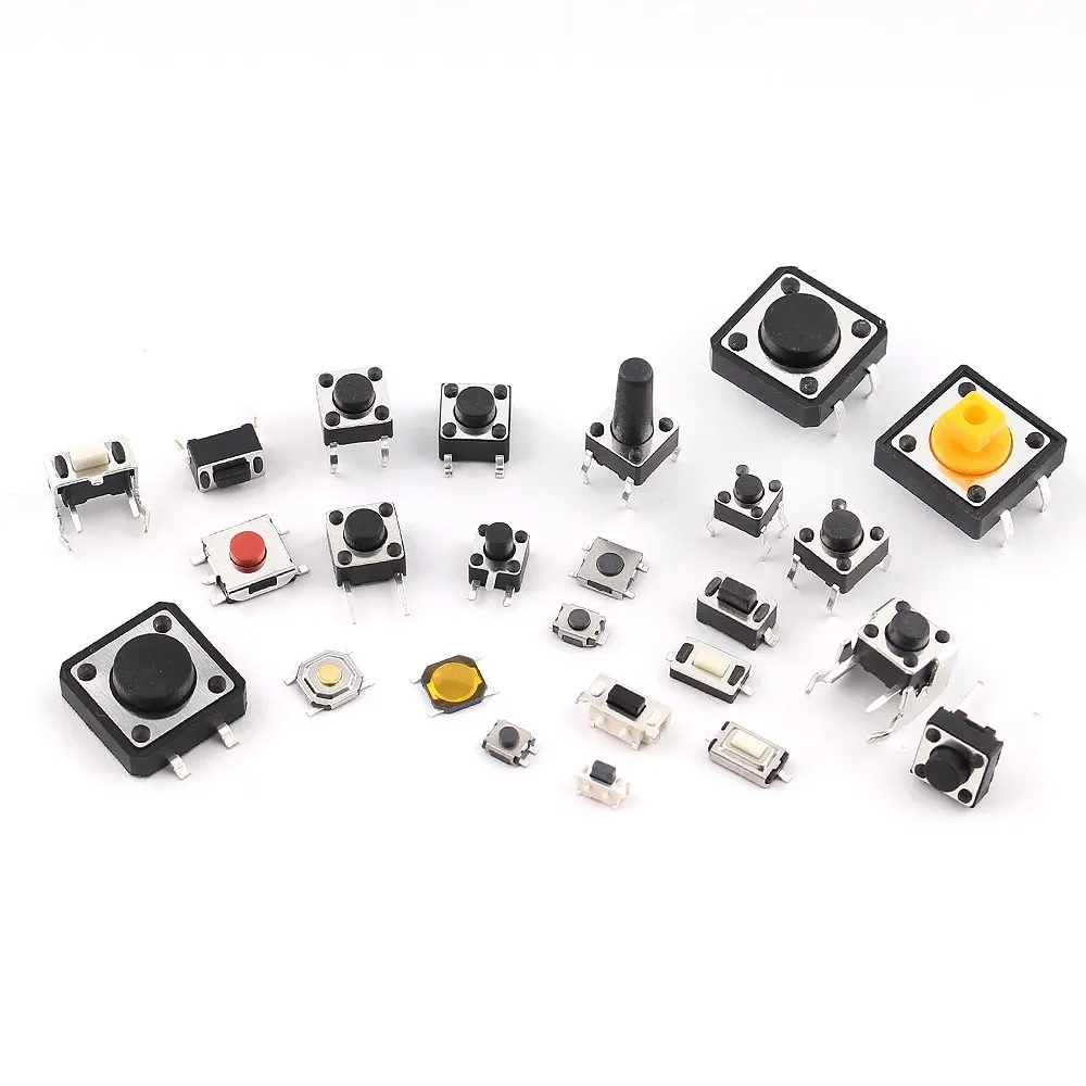 125PCS Assorted Micro Push Button Tact Switch Kit - 25 Types, Including Reset & Mini Leaf Switches, SMD/DIP 2*4 3*6 4*4 6*6