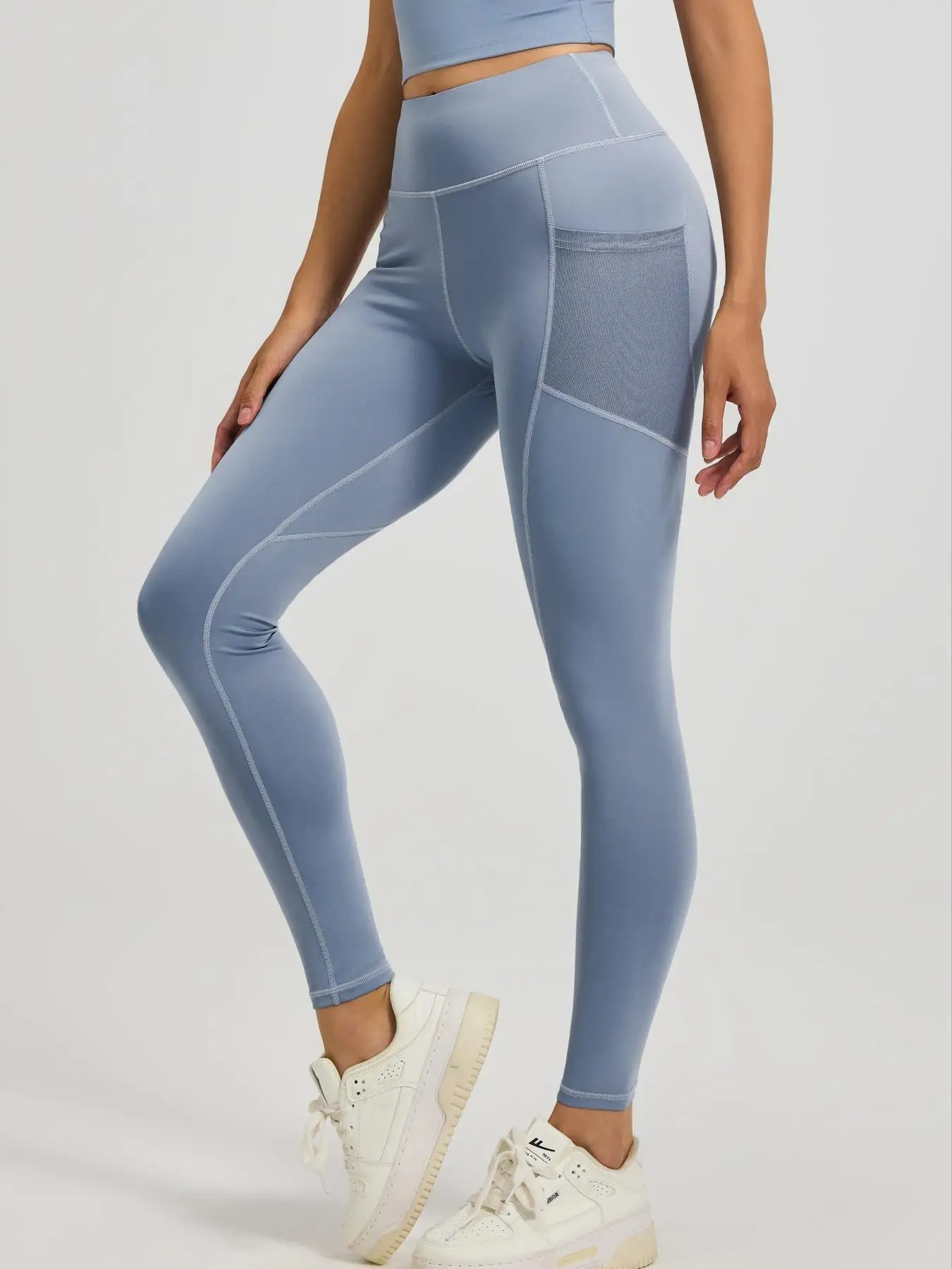 Women's High-Waisted Yoga Leggings with Pockets, Beautiful Lines Design, Tummy Control Workout Pants for Gym Running Fitness Spo