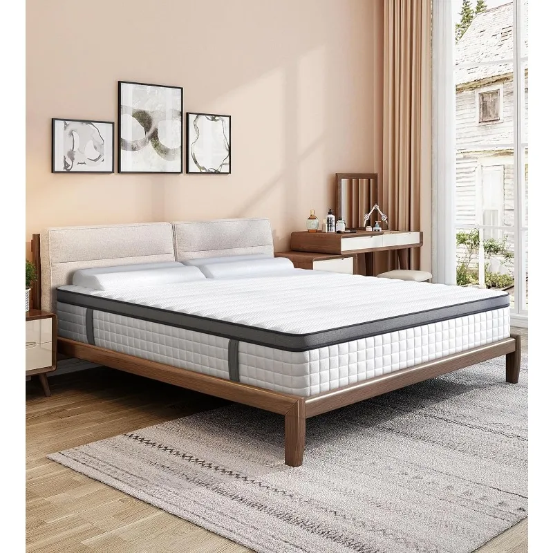 Mattress,10 Inch Full Mattress in a Box,Hybrid Memory Foam Full Size Mattresses,Medium Firm Soft and Comfort White Mattress,