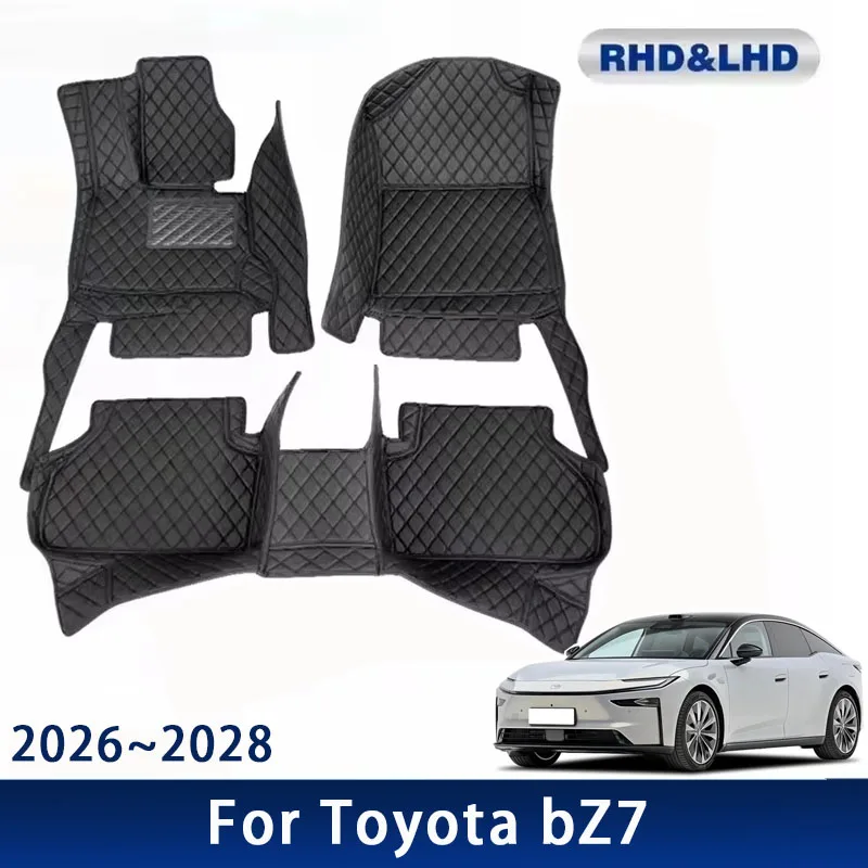 Car Floor Mats For Toyota bZ7 EV 2026 2027 2028 5seat Waterproof Custom Leather Auto Foot Pads Carpets Interior Accessories