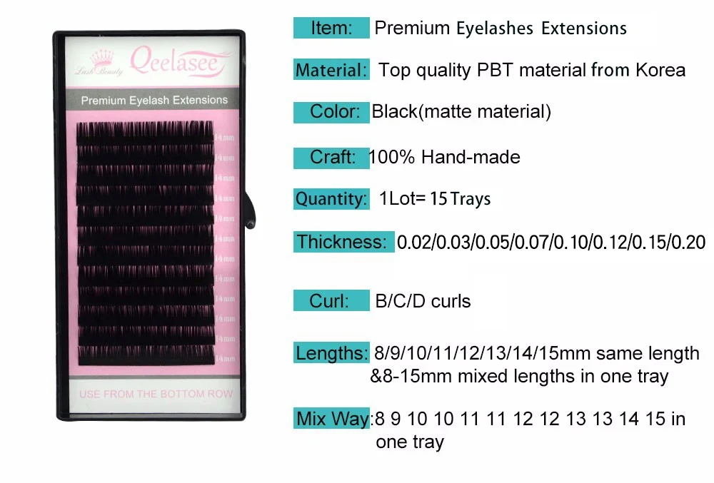 Alle Größen 15er-Pack Großhandel Volumen-Wimpernverlängerung 3D Nerz Falsche Wimpern Einzelwimpern Beauty-Marke Fabriklieferungen – Detail 4