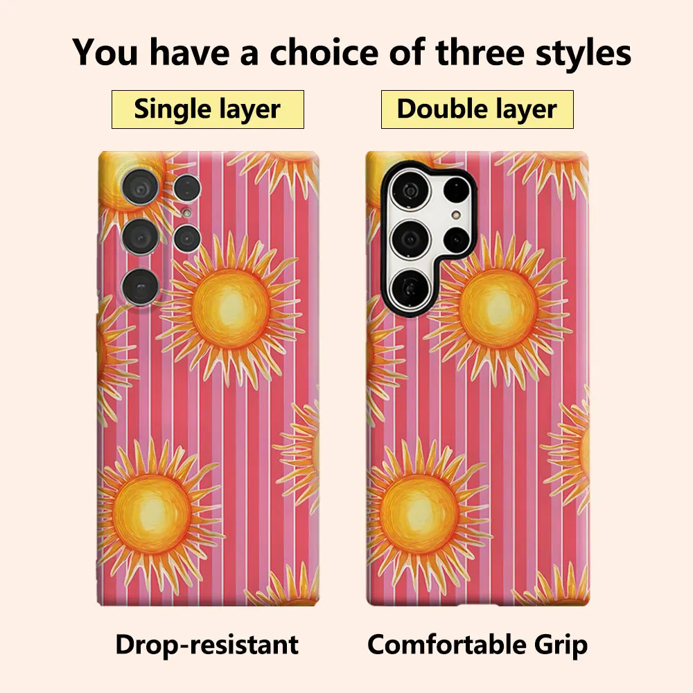 Sunny Stripes Phone Case for Samsung Galaxy S26 S25 Ultra S24 S23 Ultra Plus Shockproof Double layer tough Back Cover