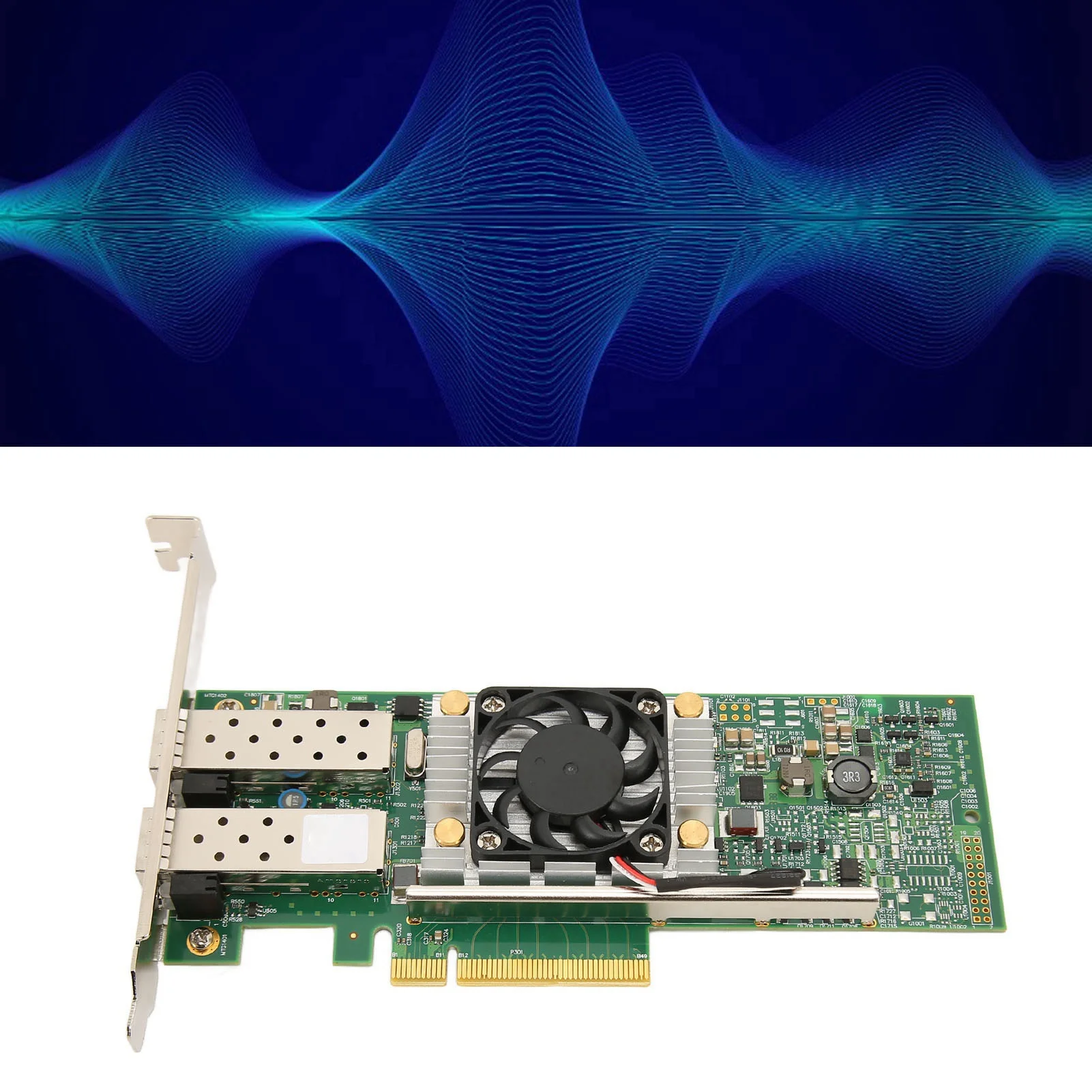 

10GB Dual Port SFP PCIe X8 Ethernet Adapter BCM57810S Server Network Card with Cooling Fan Plug Play 10Gbps NIC for PC