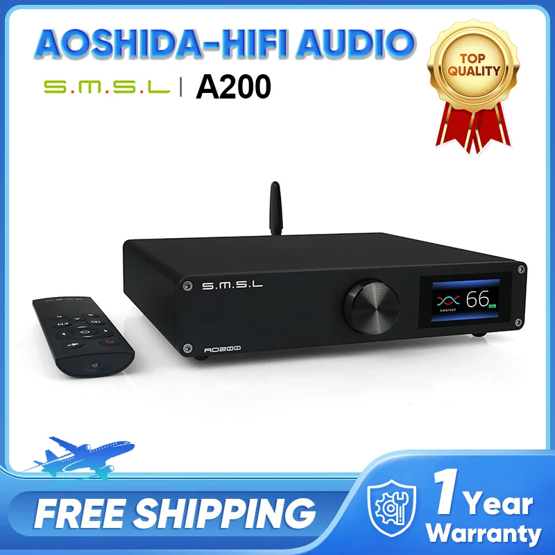 SMSL A200 HiFi усилитель мощности Bluetooth 5.0 HDMI-ARC аудио усилитель высокого разрешения POP управление звуком регулируемые низкие частоты + пульт дистанционного управления