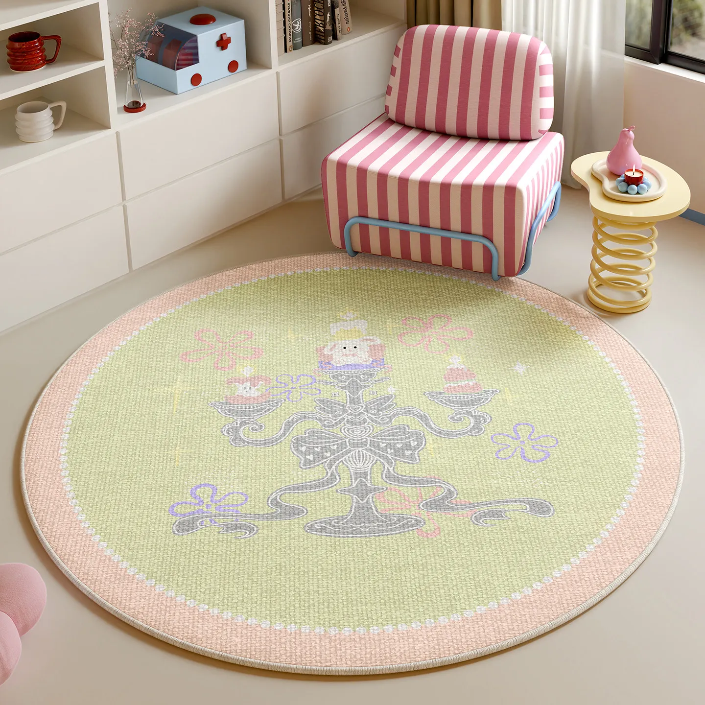 Cartoon Cute Round Carpet Girl Bedroom Bedside Blanket Children Room Reading Area Computer Chair Floor Mat Home Decoration Gift