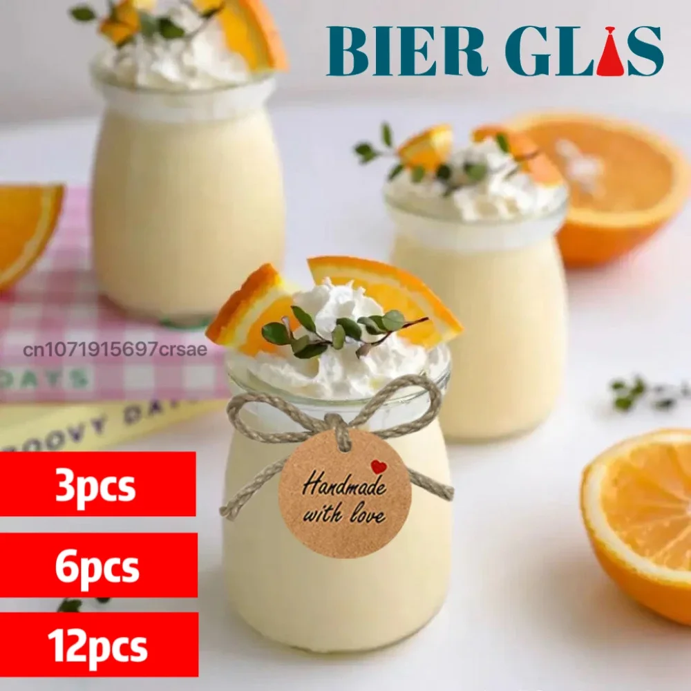 100ml Pudding Glass Jars With Lids Mousse Cup Dessert Storage Lable Cups Packaging Yogurt Container Party Table Decoration Set