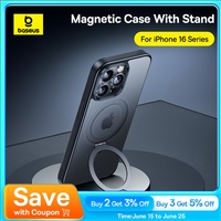 Baseus Magnetic Stand Case for iPhone 16 15 14 13 Pro Max Plus Case 180° Adjustable Kickstand Ring Cover Magnetic Charging Case