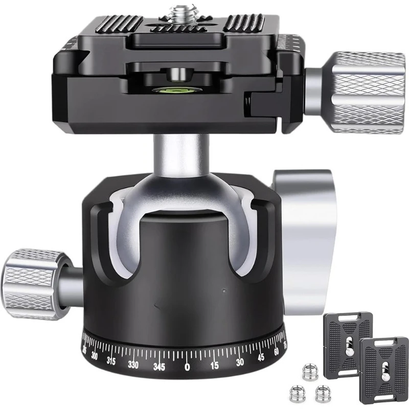 28/34mm Ball Low Profile CNC Tripod Head with 2 Arca Swiss Quick Release Plates,360 Panoramic Ball Head for DSLR Cameras