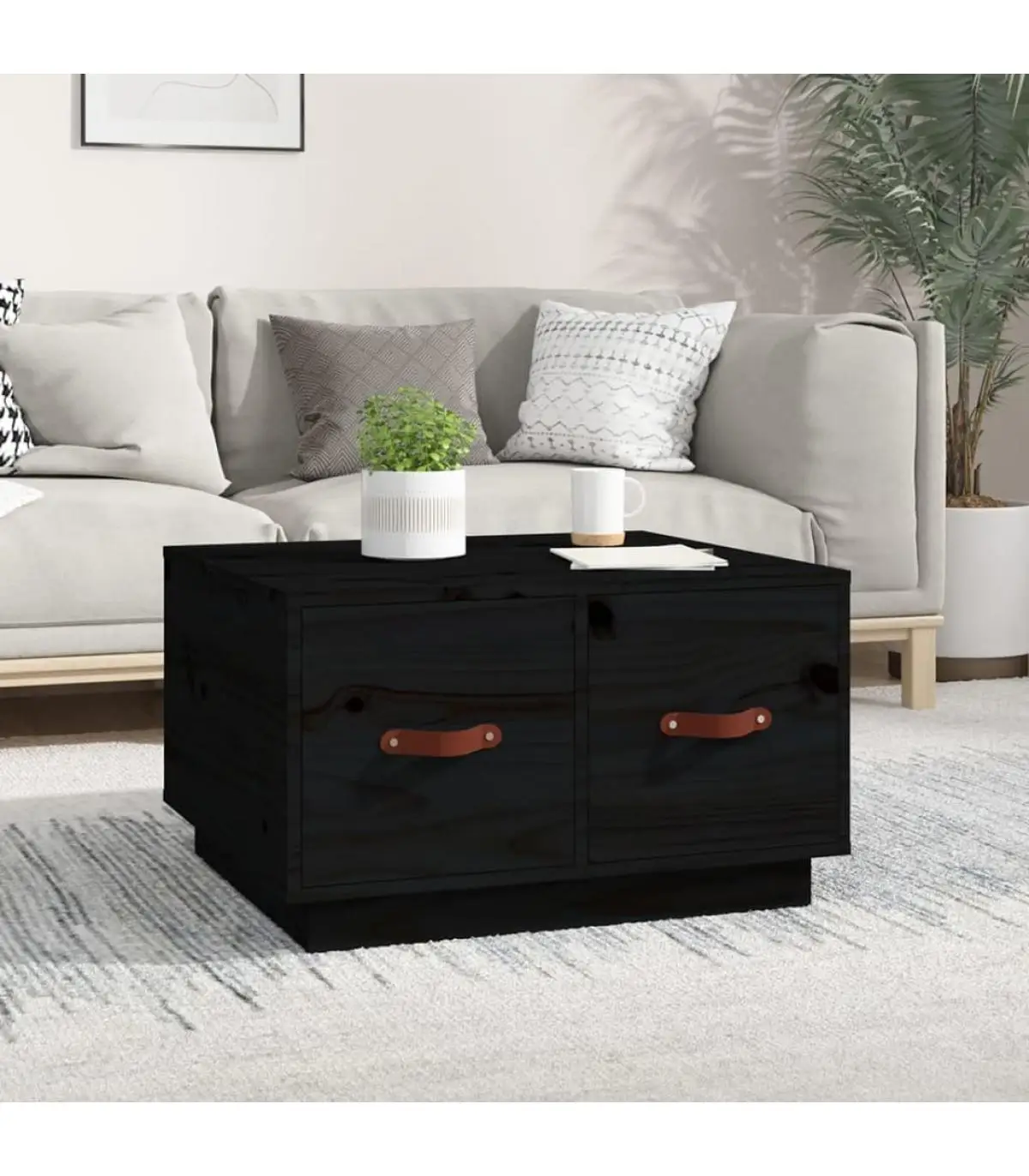 Coffee table Black Pine solid wood coffee table 60x53x35 cm