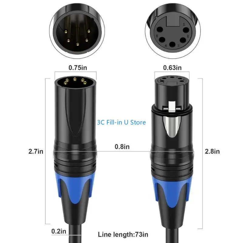 G8TA 50cm/1.8m/300cm/5m/10m 5Pin Connector XLR Cord Line Male to Female DMX512 Wire