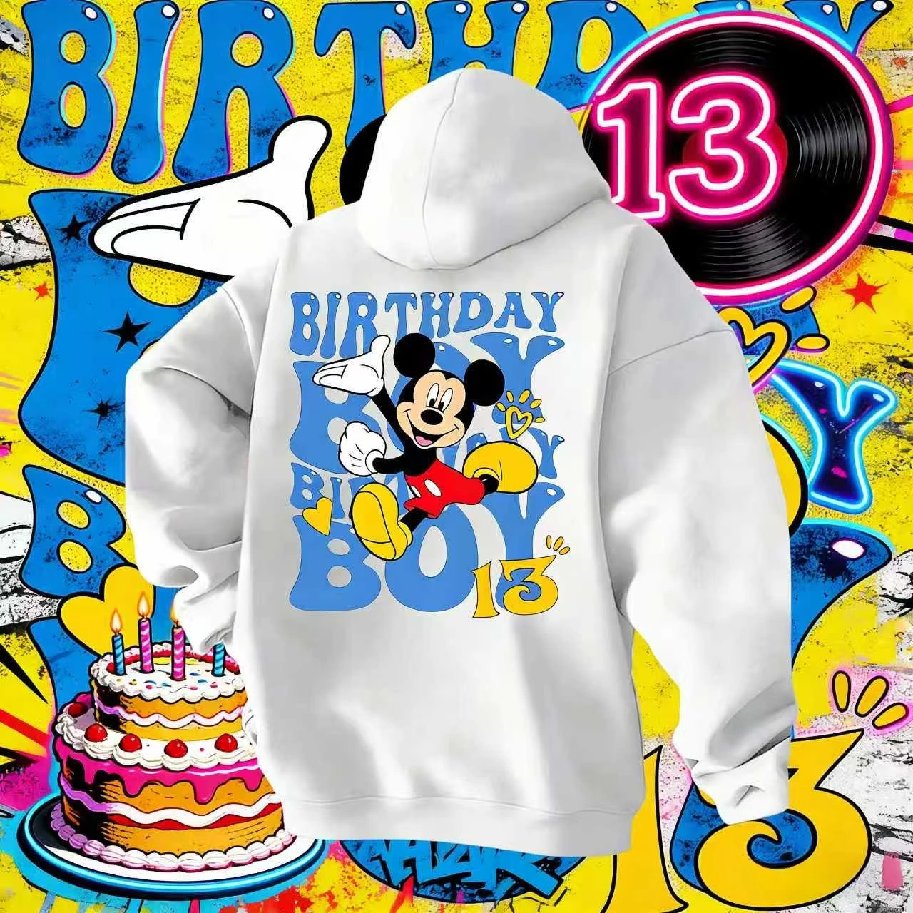 سويت شيرت بقلنسوة مطبوع عليه رسوم كارتونية ميكي ماوس لخريف/شتاء 2026، سويت شيرت فضفاض كاجوال عصري، هوديي للجنسين