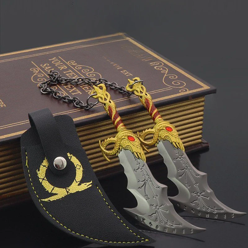 15 cm/5.9in God of War Ragnarok Kratos Armi Lame del Caos Runic Doppia Lama Modello di Gioco in Metallo Spada Samurai Regali Giocattoli Ragazzi