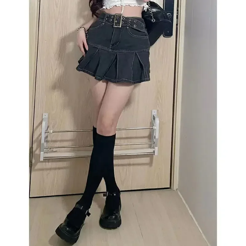 2023 New American Spice Girl Y2k Summer Short Denim Skirt High Waist Pleated Skirt Denim Black Sexy Jean Skirt Skirts for Women