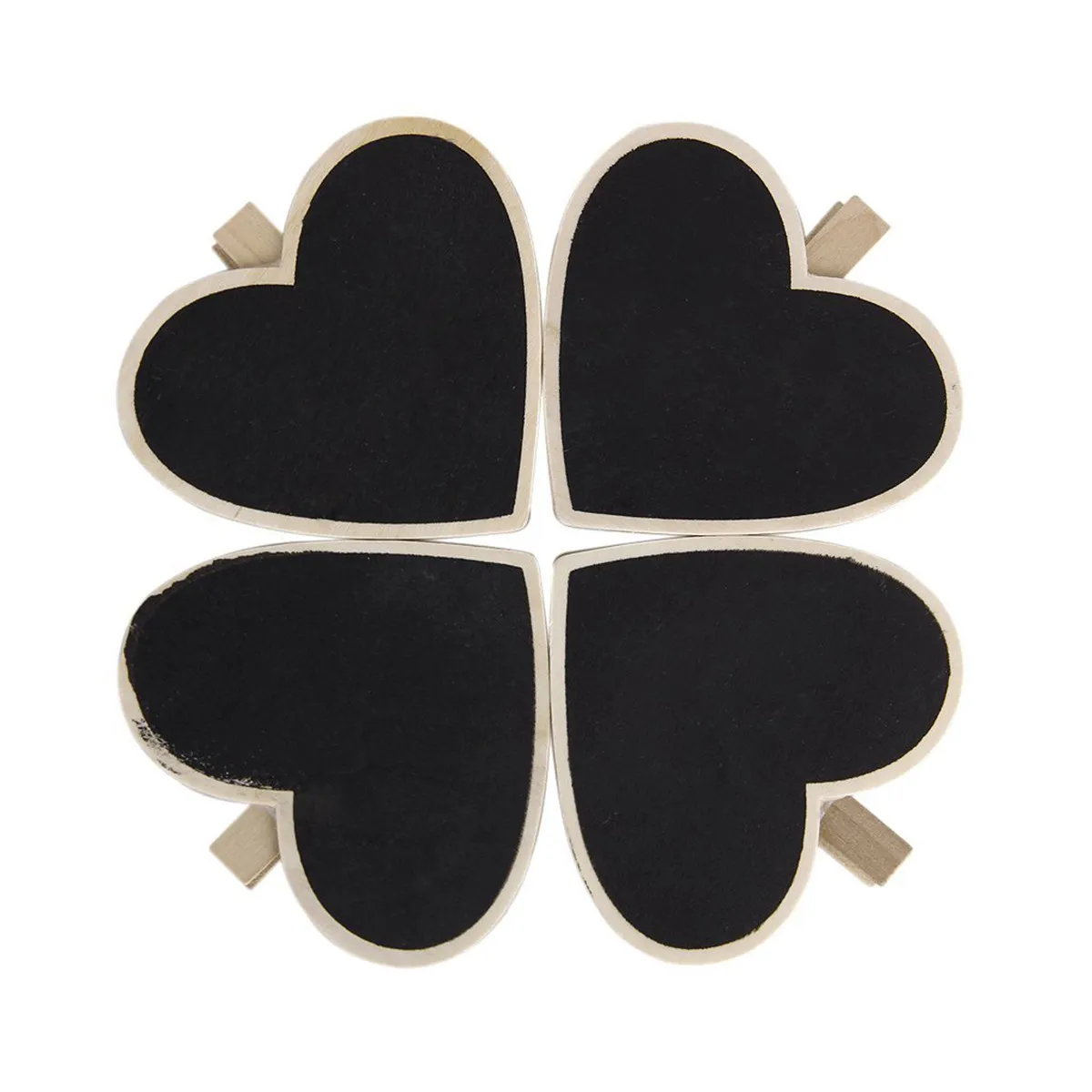 10Pcs Mini Black Heart Wooden Blackboard Clips Photo Note Paper for Messages and Decoration Mini Wooden Blackboard