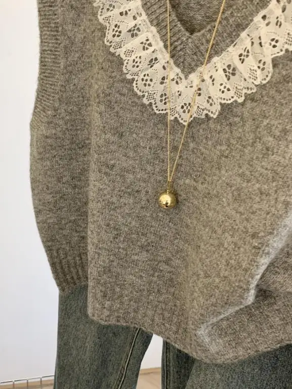 2025 Autumn and Winter Elegant New Fashion Casual Vacation V-Neck Woolen Vest Sweater Pullover Tops Women's Clothing