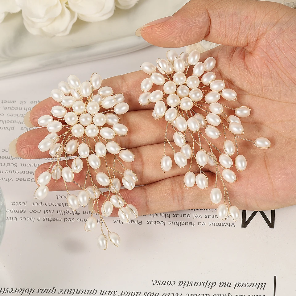 ZAKOL Temperament Imitation Pearl Flower Earrings Bridal Sweet Handmade Beading Earring Wedding Forest Style Dress Accessories